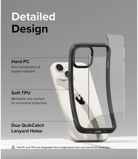 Ringke Fusion Bold Apple iPhone 15 Hoesje Back Cover Transparant Zwart afbeelding 6