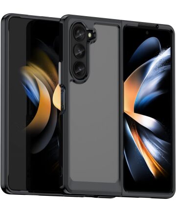 Samsung Galaxy Z Fold 5 Hoesje Back Cover Zwart / Transparant Hoesjes