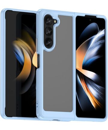 Samsung Galaxy Z Fold 5 Hoesje Back Cover Lichtblauw / Transparant Hoesjes