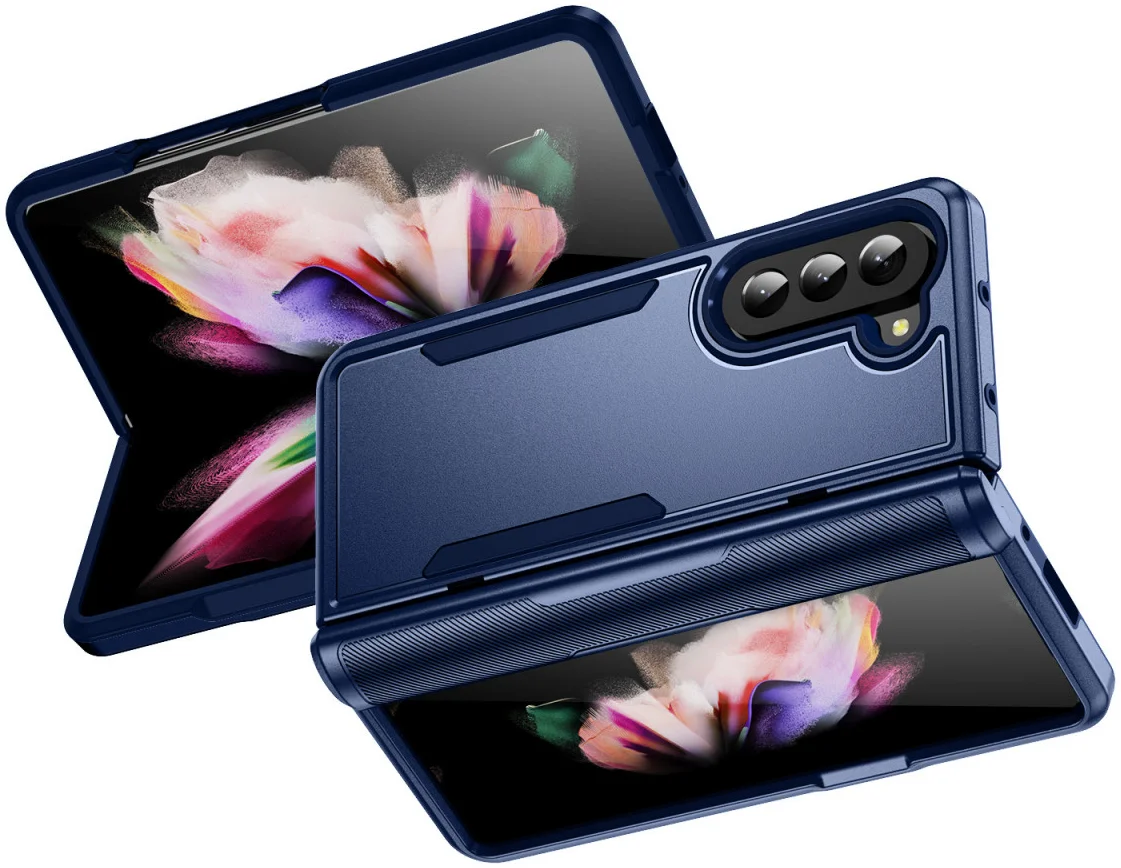 Samsung Galaxy Z Fold 5 Hoesje Armor Back Cover Blauw afbeelding 2