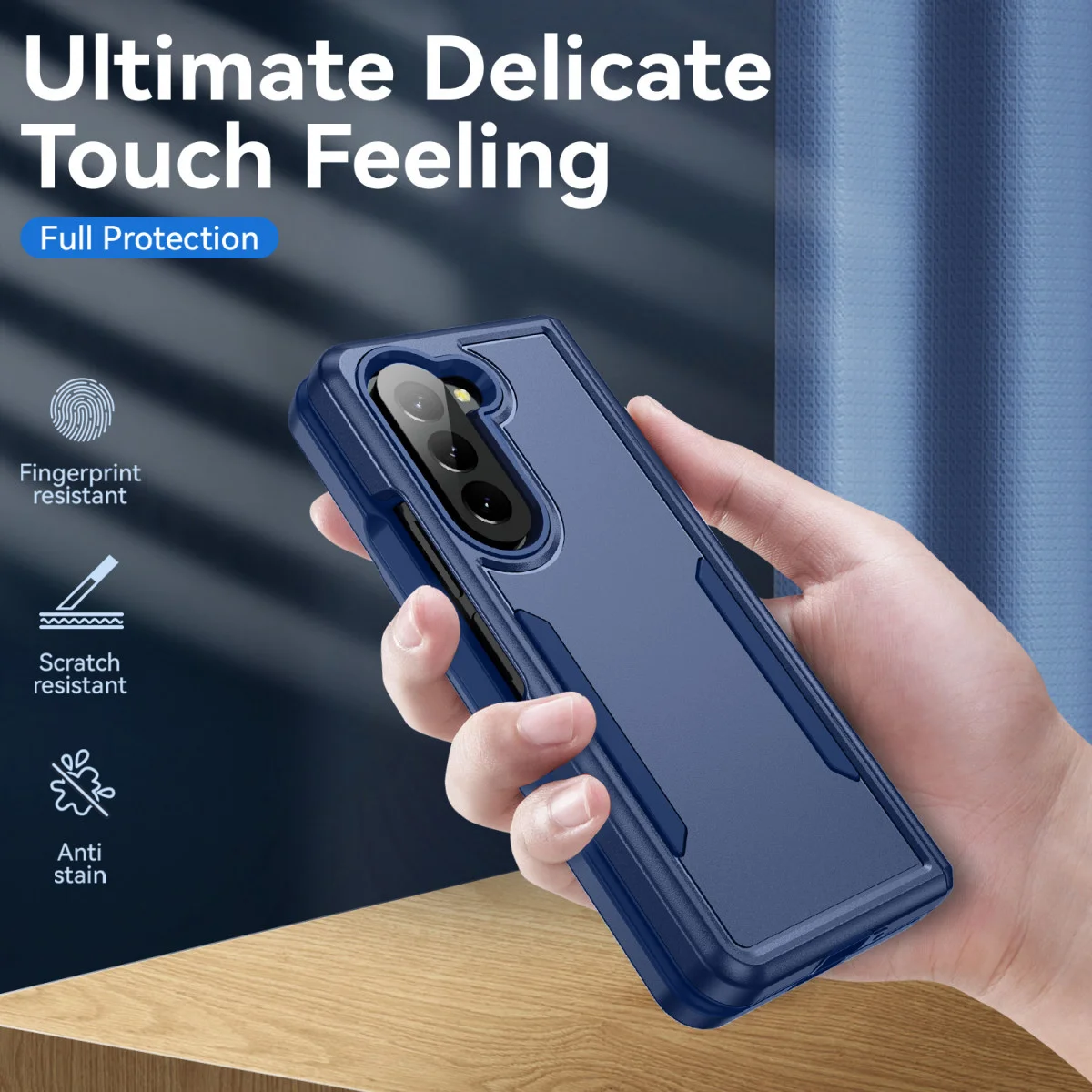 Samsung Galaxy Z Fold 5 Hoesje Armor Back Cover Blauw afbeelding 4
