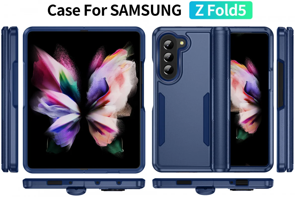Samsung Galaxy Z Fold 5 Hoesje Armor Back Cover Blauw afbeelding 8