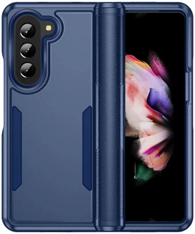 Samsung Galaxy Z Fold 5 Hoesje Armor Back Cover Blauw afbeelding 1