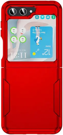Samsung Galaxy Z Flip 5 Hoesje Armor Back Cover Rood afbeelding 2