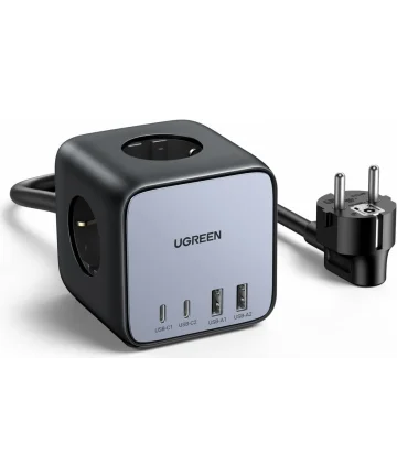 UGREEN DigiNest Cube 7-in-1 Power Adapter 65W 3x AC/2x USB-C 2x USB-A Opladers