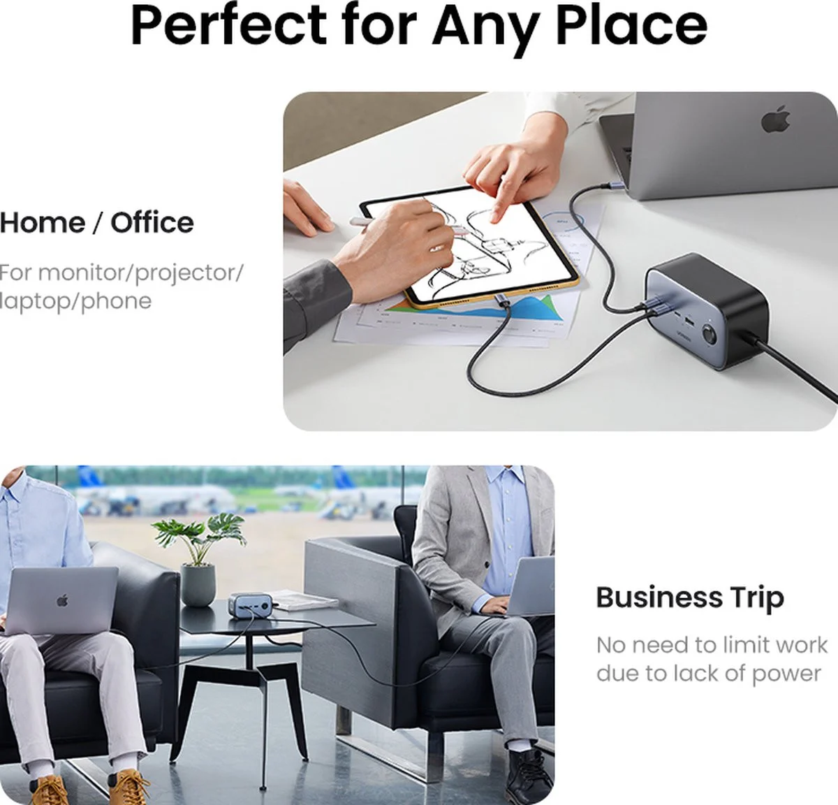 UGREEN DigiNest Pro 3x USB-C 2x Stopcontact / USB-A 100W GaN Snellader afbeelding 9