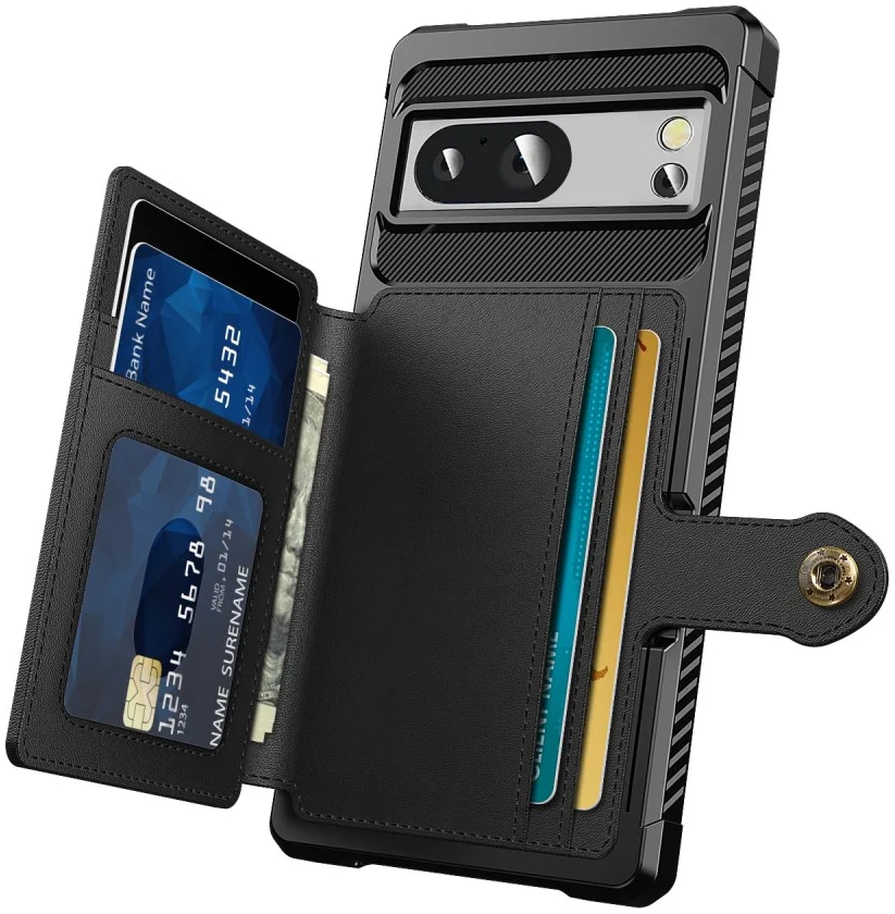 Google Pixel 8 3 in 1 Back Cover Portemonnee Hoesje Zwart afbeelding 2