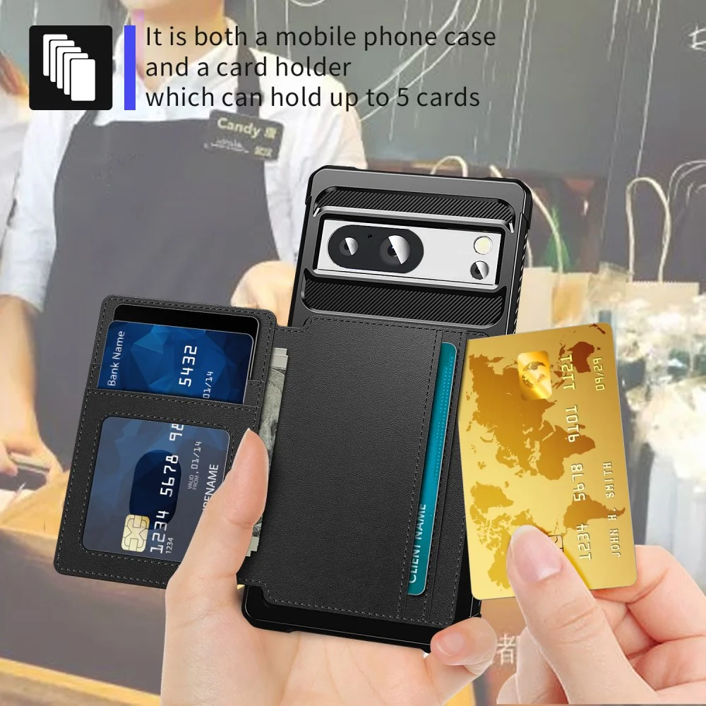 Google Pixel 8 3 in 1 Back Cover Portemonnee Hoesje Zwart afbeelding 4