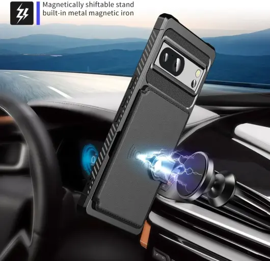 Google Pixel 8 3 in 1 Back Cover Portemonnee Hoesje Zwart afbeelding 3