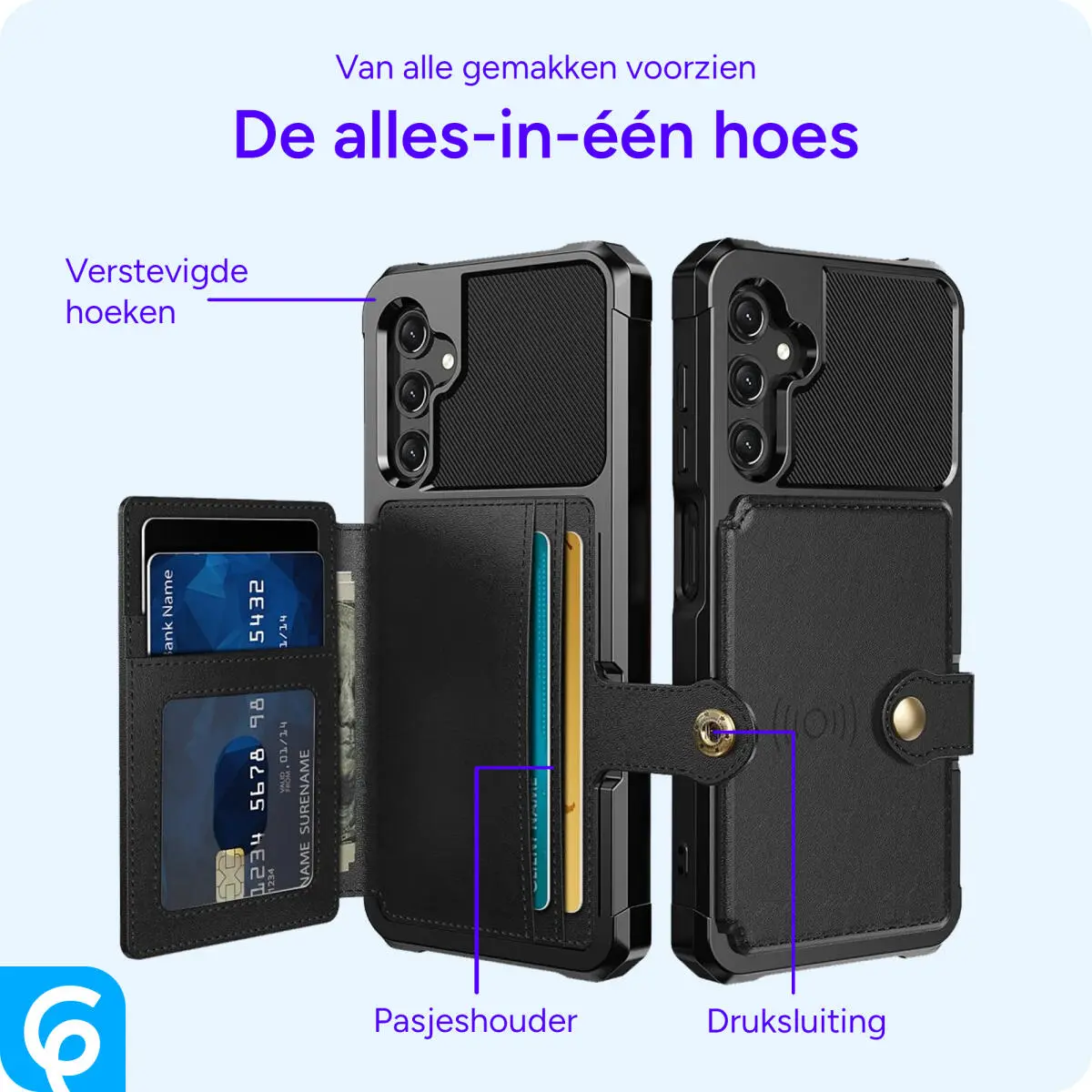 Samsung Galaxy A25 3 in 1 Back Cover Portemonnee Hoesje Zwart afbeelding 5