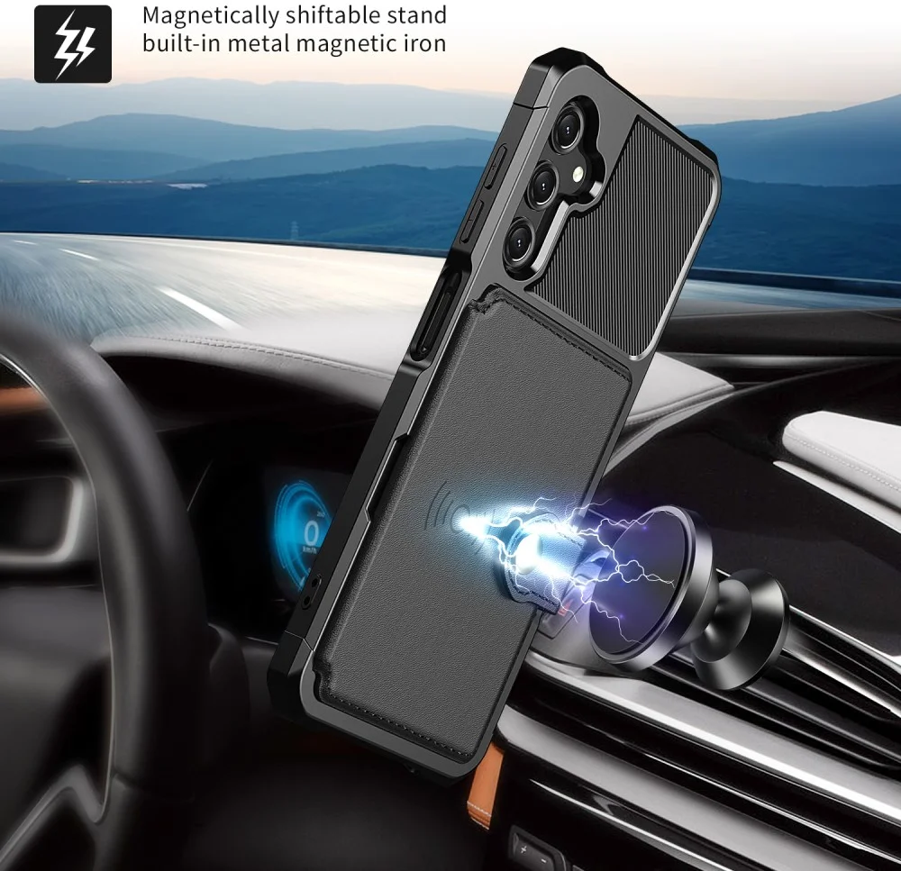 Samsung Galaxy A25 3 in 1 Back Cover Portemonnee Hoesje Zwart afbeelding 4