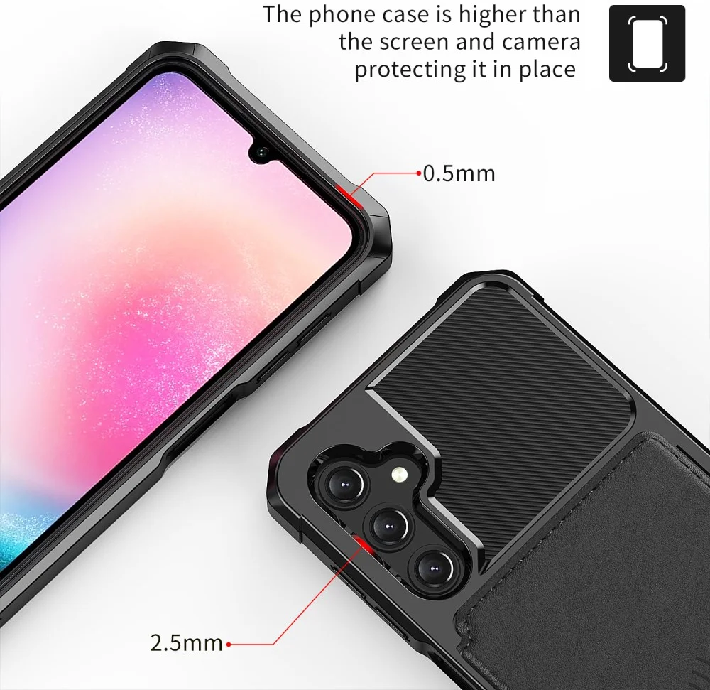 Samsung Galaxy A25 3 in 1 Back Cover Portemonnee Hoesje Zwart afbeelding 6