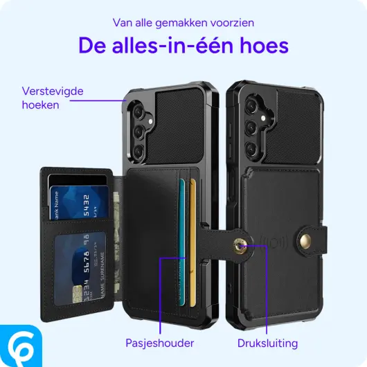 Samsung Galaxy A25 3 in 1 Back Cover Portemonnee Hoesje Zwart afbeelding 5