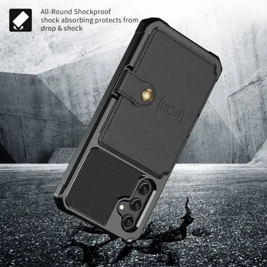 Samsung Galaxy A25 3 in 1 Back Cover Portemonnee Hoesje Zwart afbeelding 5
