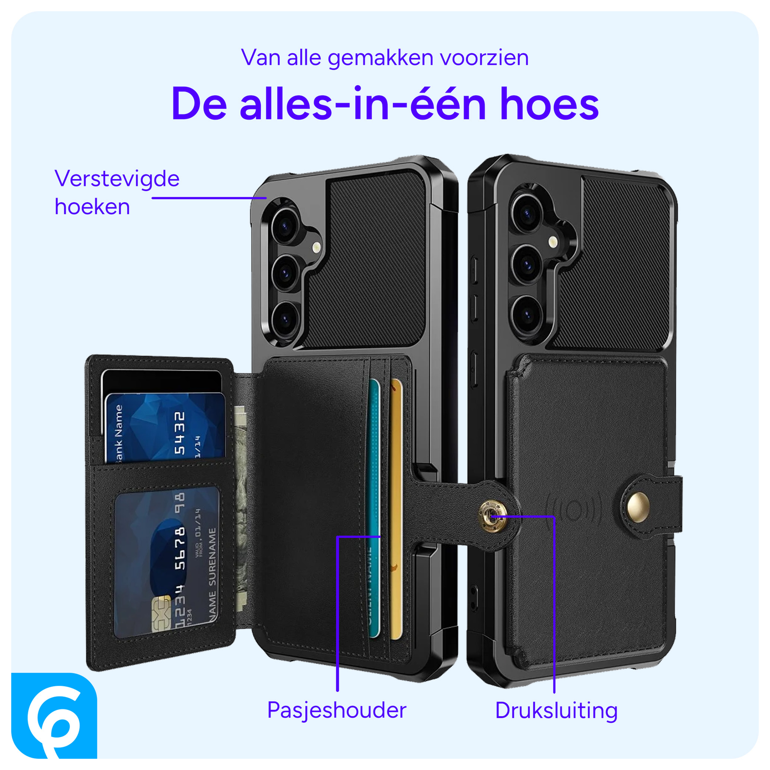 Samsung Galaxy S23 FE 3 in 1 Back Cover Portemonnee Hoesje Zwart afbeelding 6