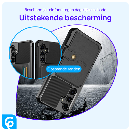 Samsung Galaxy S23 FE 3 in 1 Back Cover Portemonnee Hoesje Zwart afbeelding 3