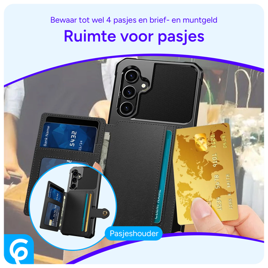 Samsung Galaxy S23 FE 3 in 1 Back Cover Portemonnee Hoesje Zwart afbeelding 2