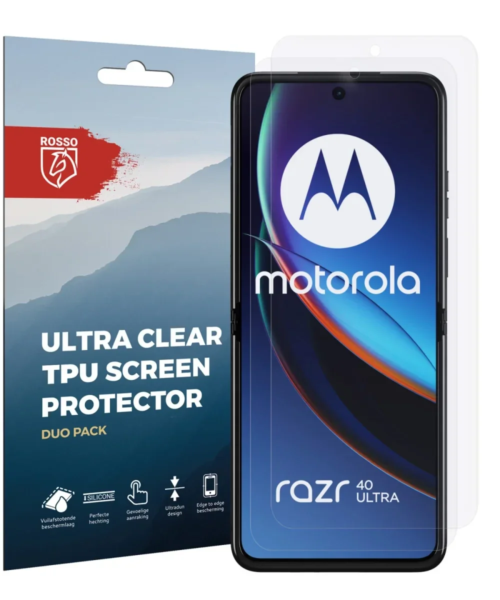 Rosso Motorola Razr 40 Ultra Screen Protector Ultra Clear Duo Pack afbeelding 7