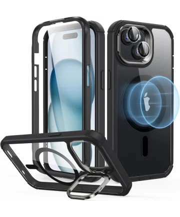 ESR Armor Tough Apple iPhone 15 Hoesje MagSafe Transparant Zwart Hoesjes