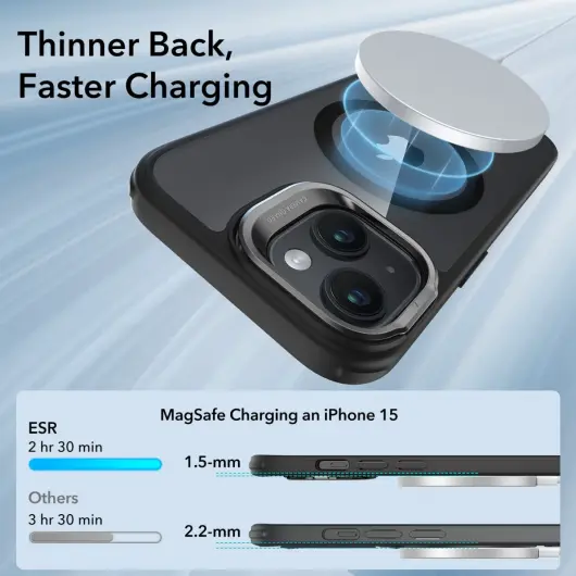 ESR Classic Hybrid MagSafe Apple iPhone 15 Hoesje met Stand Donkerblauw afbeelding 9