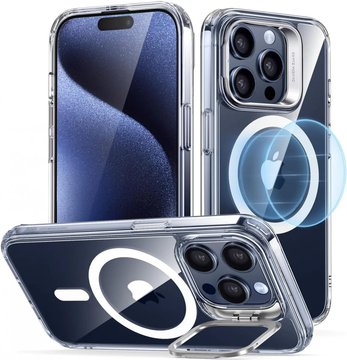 ESR Classic Hybrid MagSafe iPhone 15 Pro Hoesje met Stand Transparant afbeelding 1