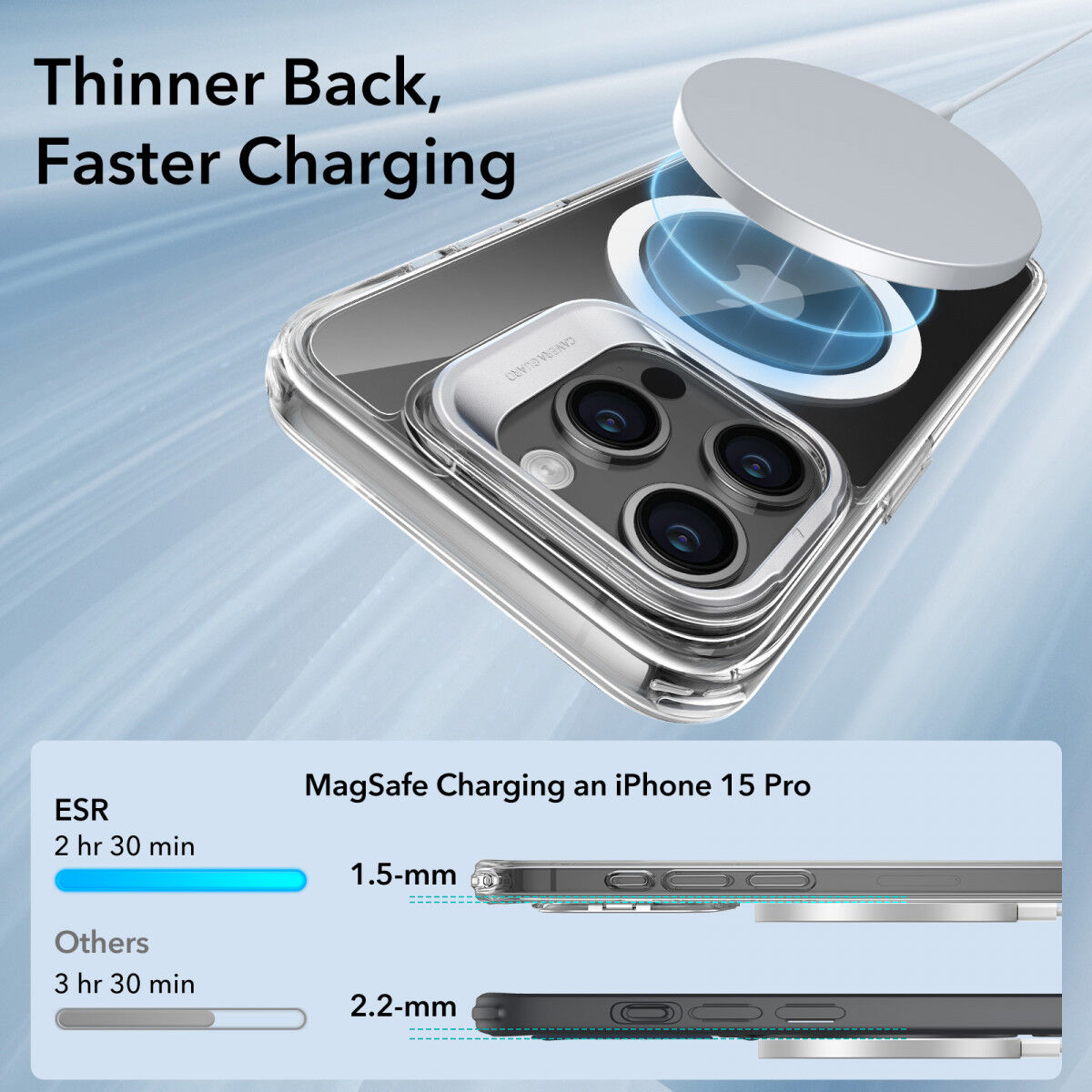 ESR Classic Hybrid MagSafe iPhone 15 Pro Hoesje met Stand Transparant afbeelding 3