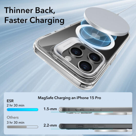 ESR Classic Hybrid MagSafe iPhone 15 Pro Hoesje met Stand Transparant afbeelding 3