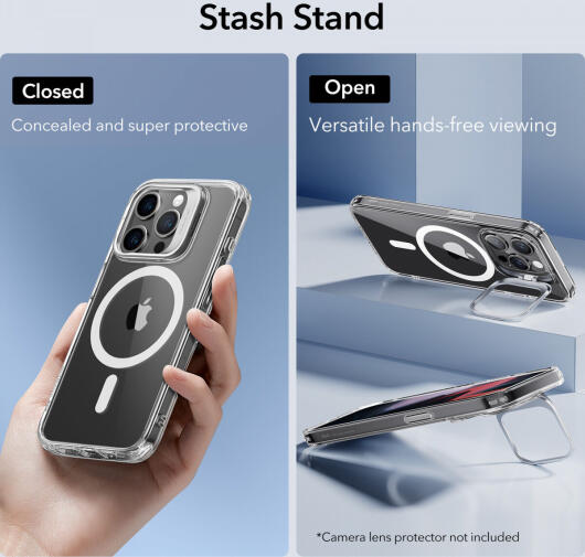 ESR Classic Hybrid MagSafe iPhone 15 Pro Hoesje met Stand Transparant afbeelding 7