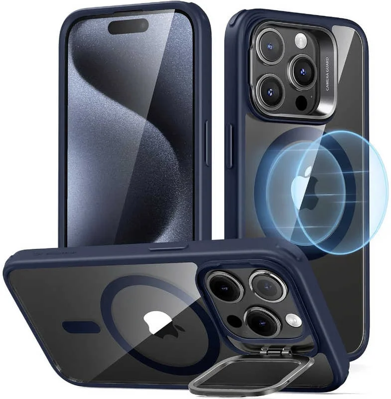 ESR Classic Kickstand Apple iPhone 15 Pro Hoesje MagSafe Clear Blauw afbeelding 1