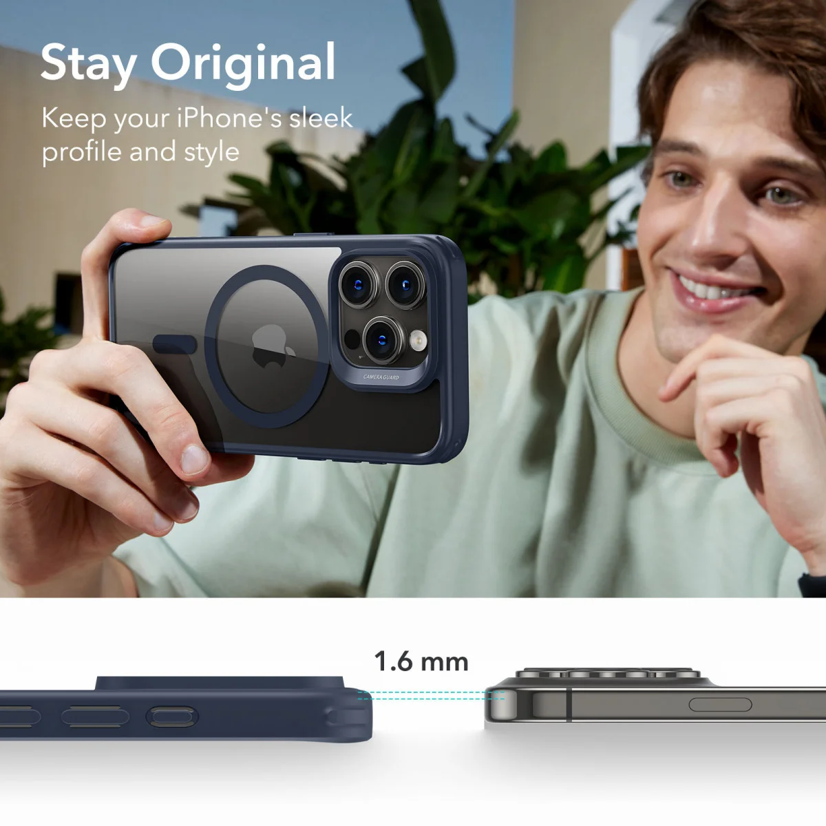 ESR Classic Hybrid iPhone 15 Pro Hoesje MagSafe Transparant Blauw afbeelding 8