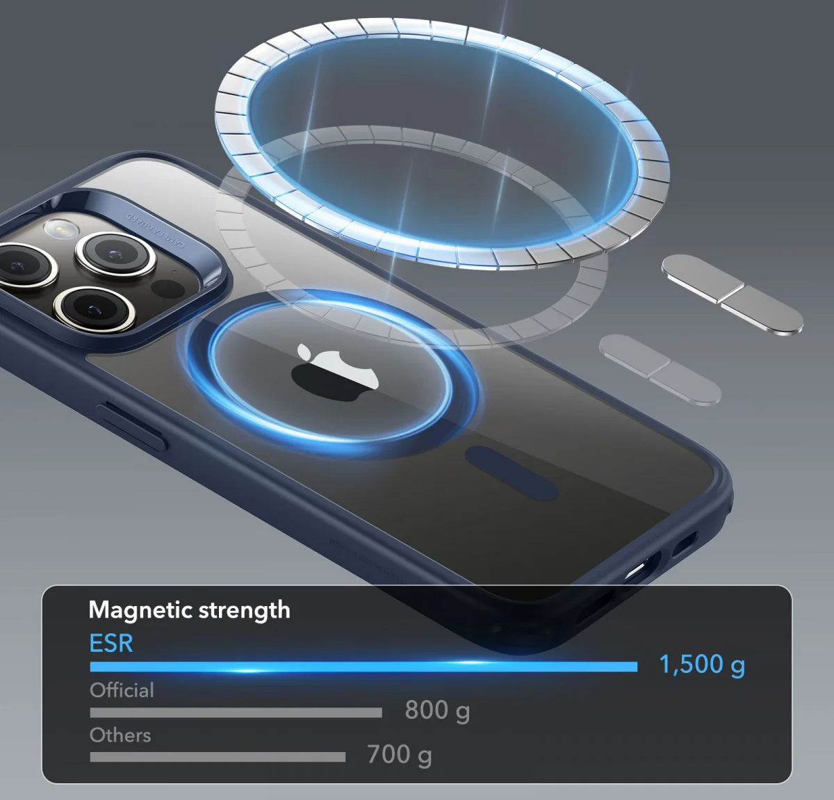 ESR Classic Hybrid iPhone 15 Pro Hoesje MagSafe Transparant Blauw afbeelding 10