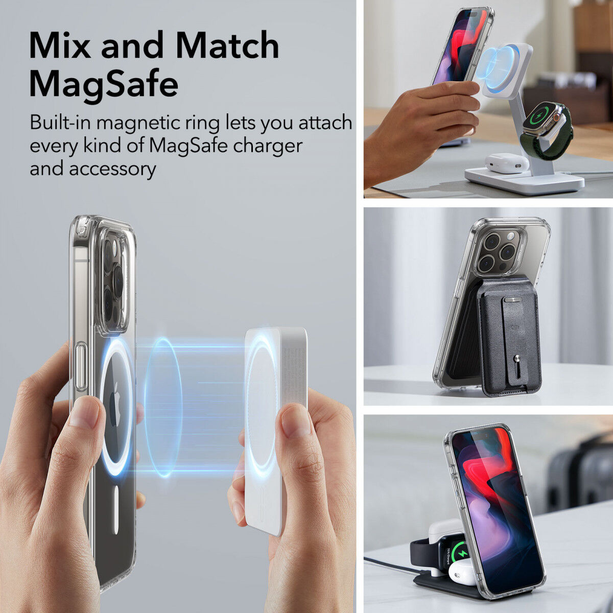 ESR Classic Hybrid iPhone 15 Pro Max Hoesje MagSafe Transparant afbeelding 4