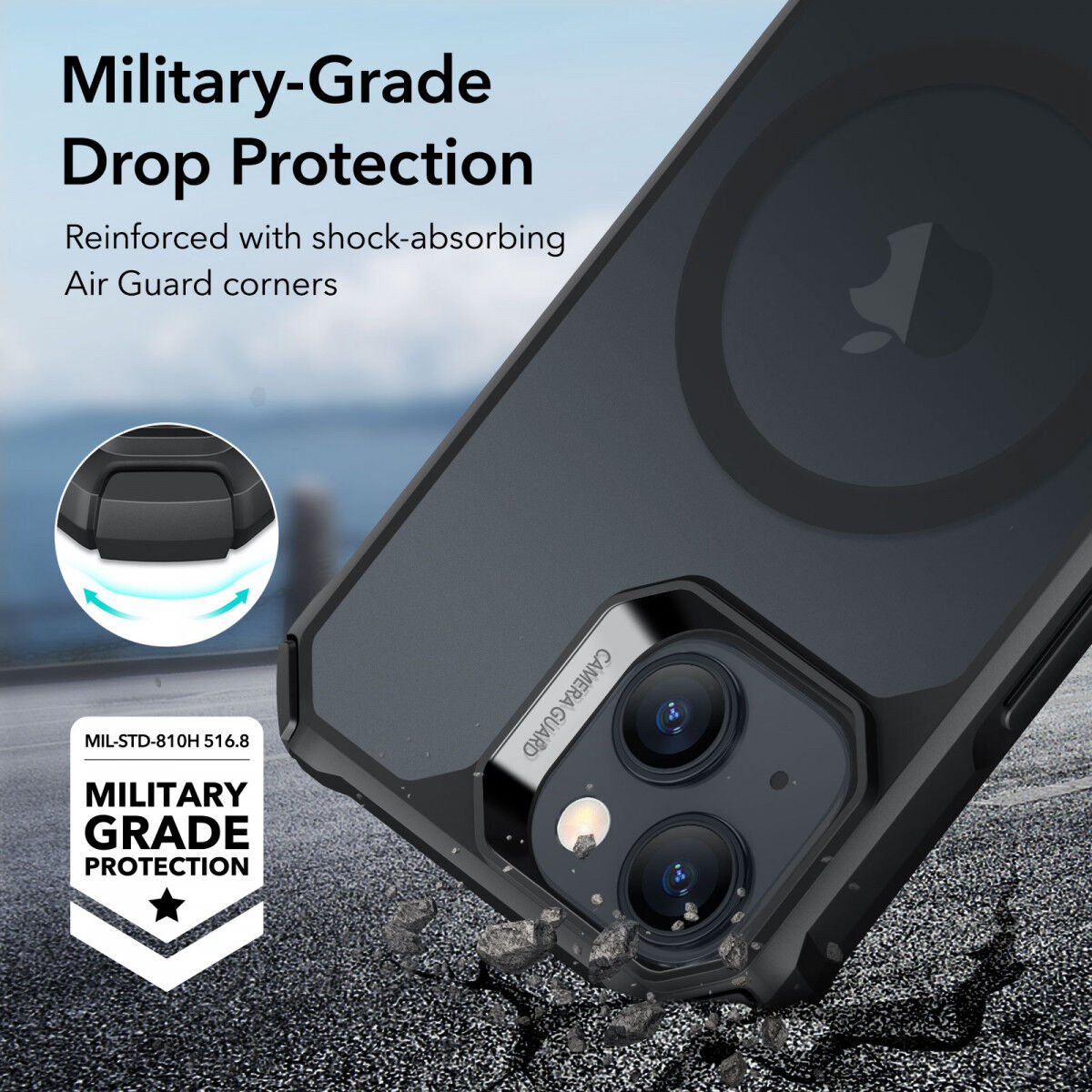 ESR Air Armor HaloLock Apple iPhone 15 Hoesje MagSafe Frosted Zwart afbeelding 4
