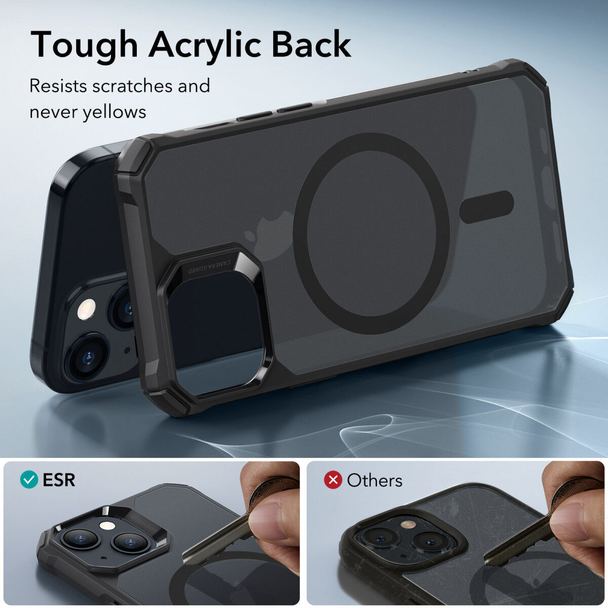 ESR Air Armor HaloLock Apple iPhone 15 Hoesje MagSafe Frosted Zwart afbeelding 5