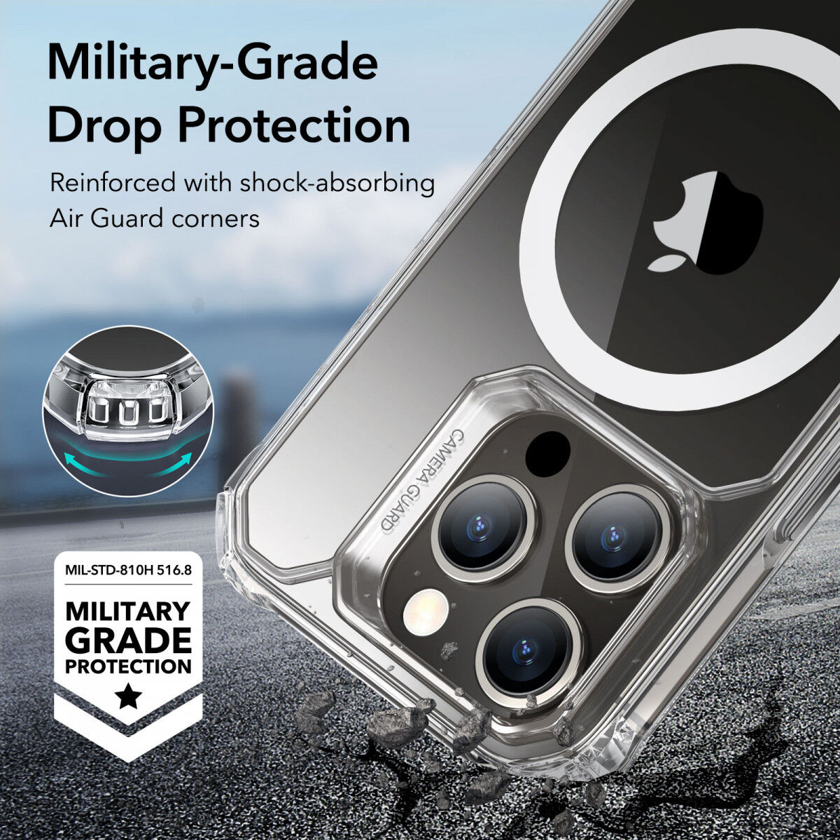 ESR Air Armor HaloLock iPhone 15 Pro Hoesje MagSafe Transparant afbeelding 4