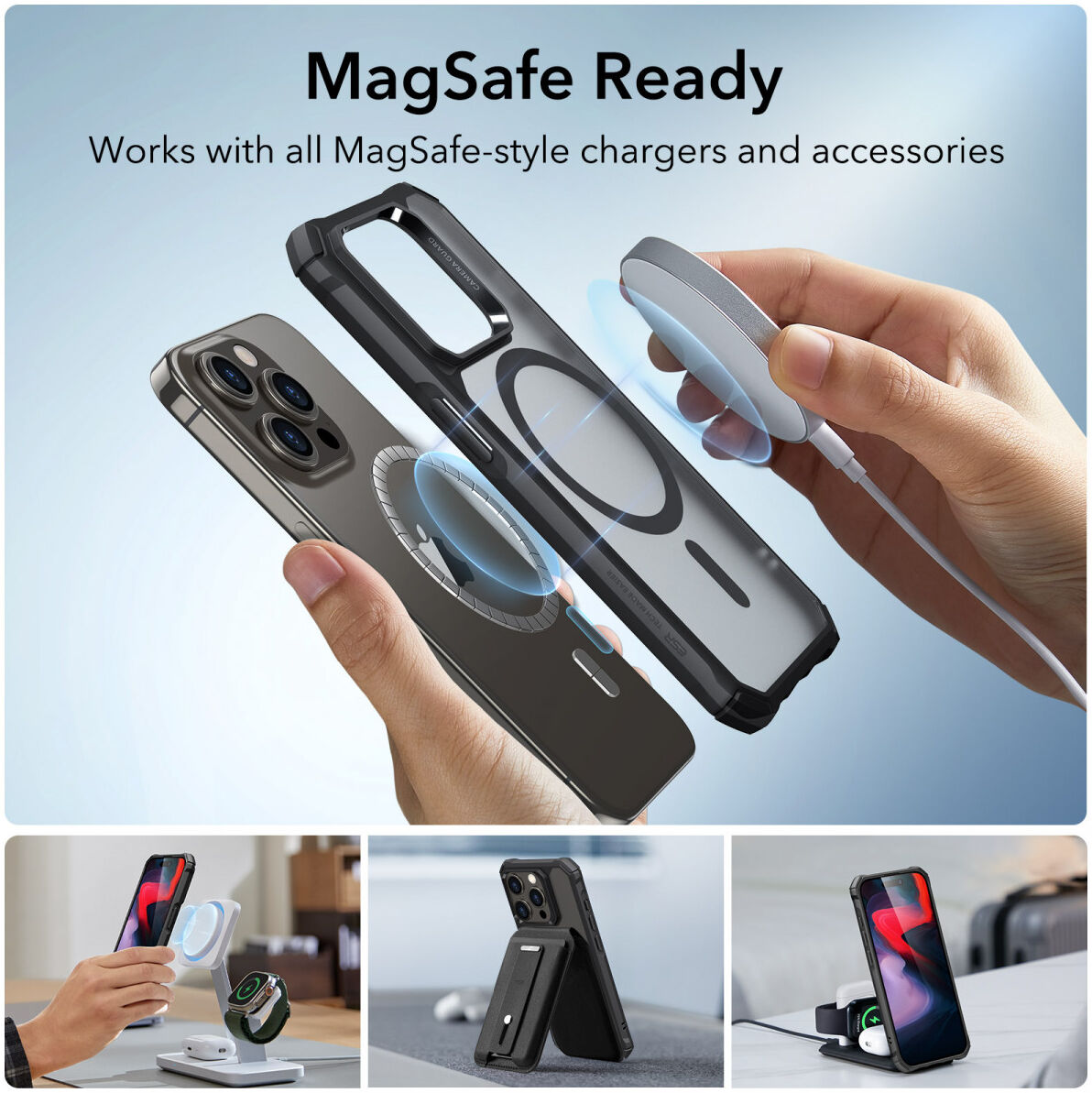 ESR Air Armor HaloLock iPhone 15 Pro Max Hoesje MagSafe Zwart afbeelding 3