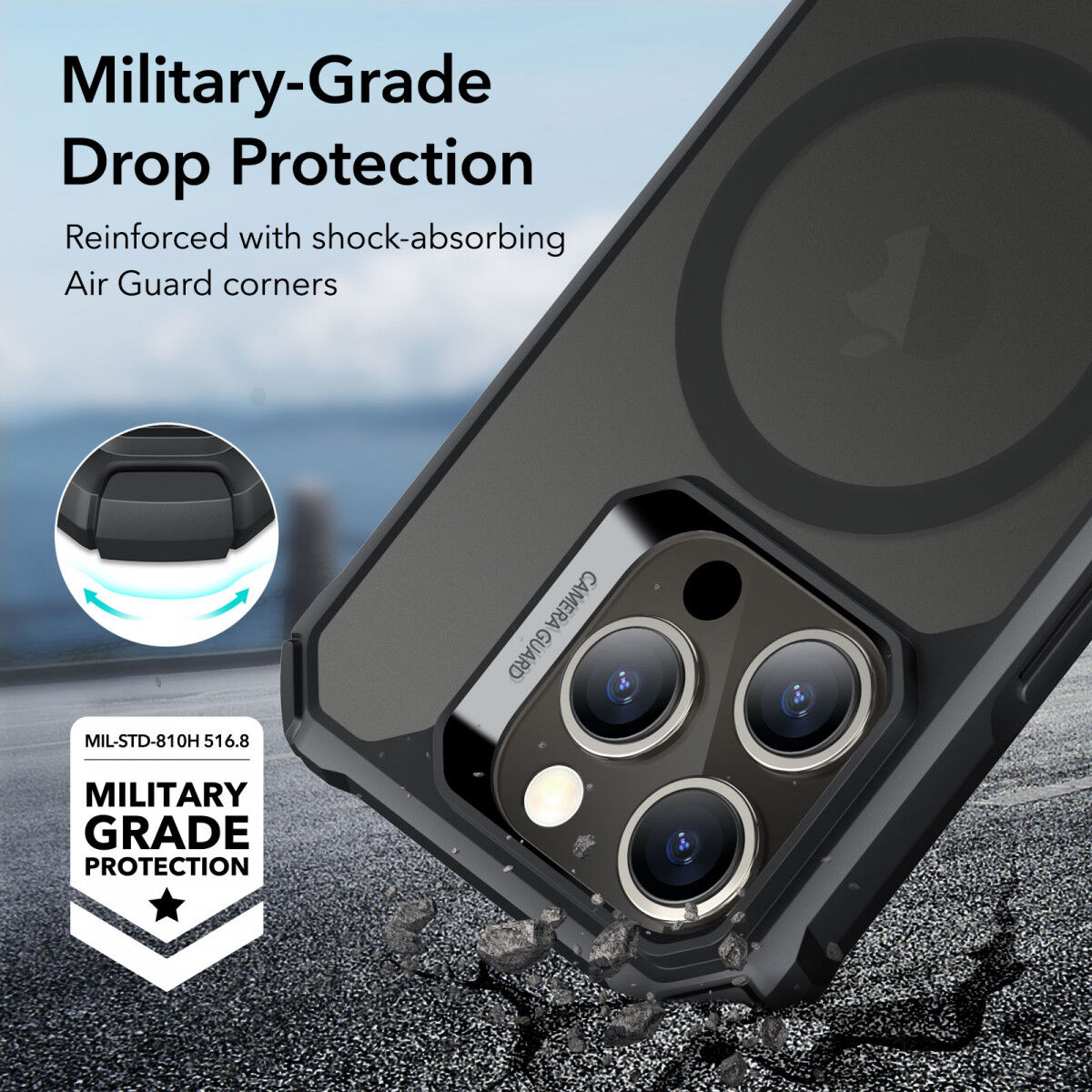ESR Air Armor HaloLock iPhone 15 Pro Max Hoesje MagSafe Zwart afbeelding 4