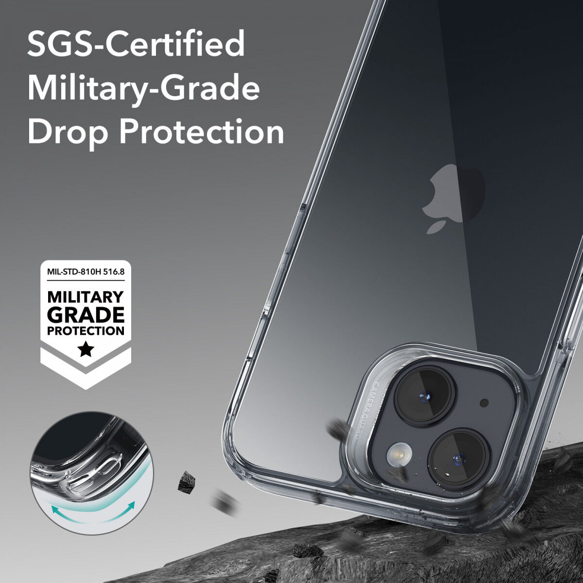 ESR Ice Shield Apple iPhone 15 Hoesje Tempered Glass Case Transparant afbeelding 3