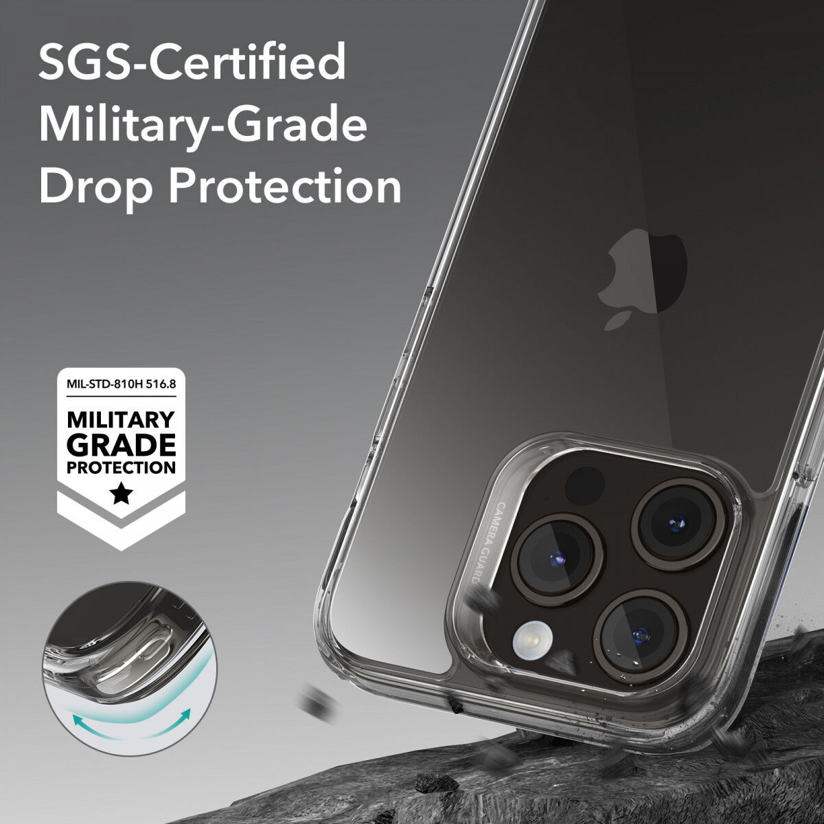 ESR Ice Shield iPhone 15 Pro Hoesje Tempered Glass Case Transparant afbeelding 3