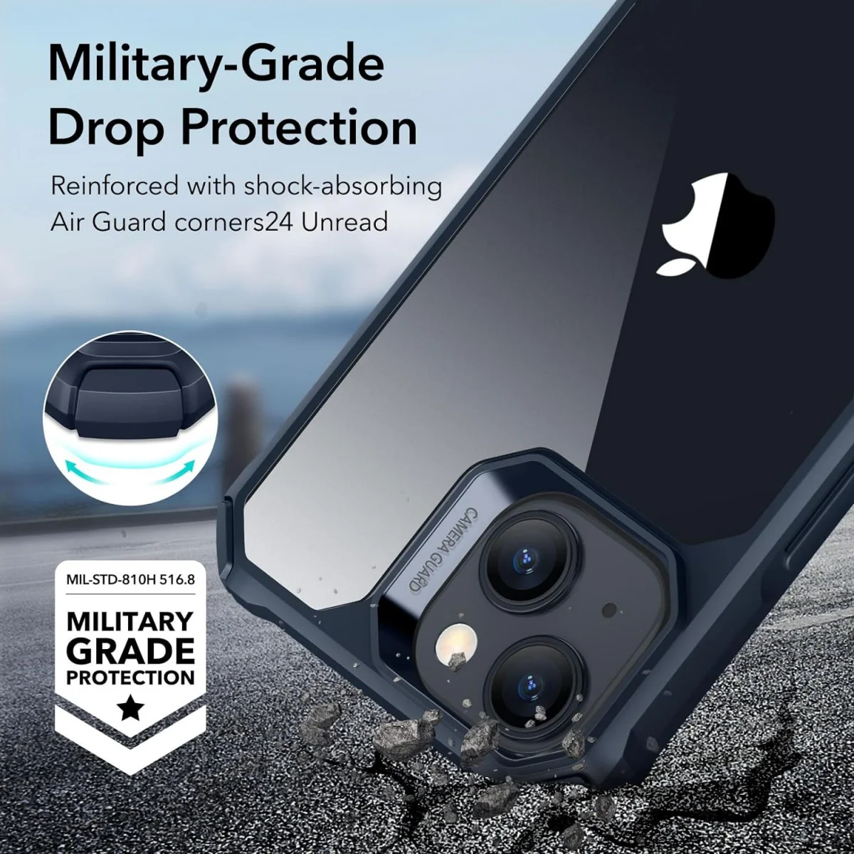 ESR Air Armor Apple iPhone 15 Hoesje Back Cover Transparant Blauw afbeelding 2