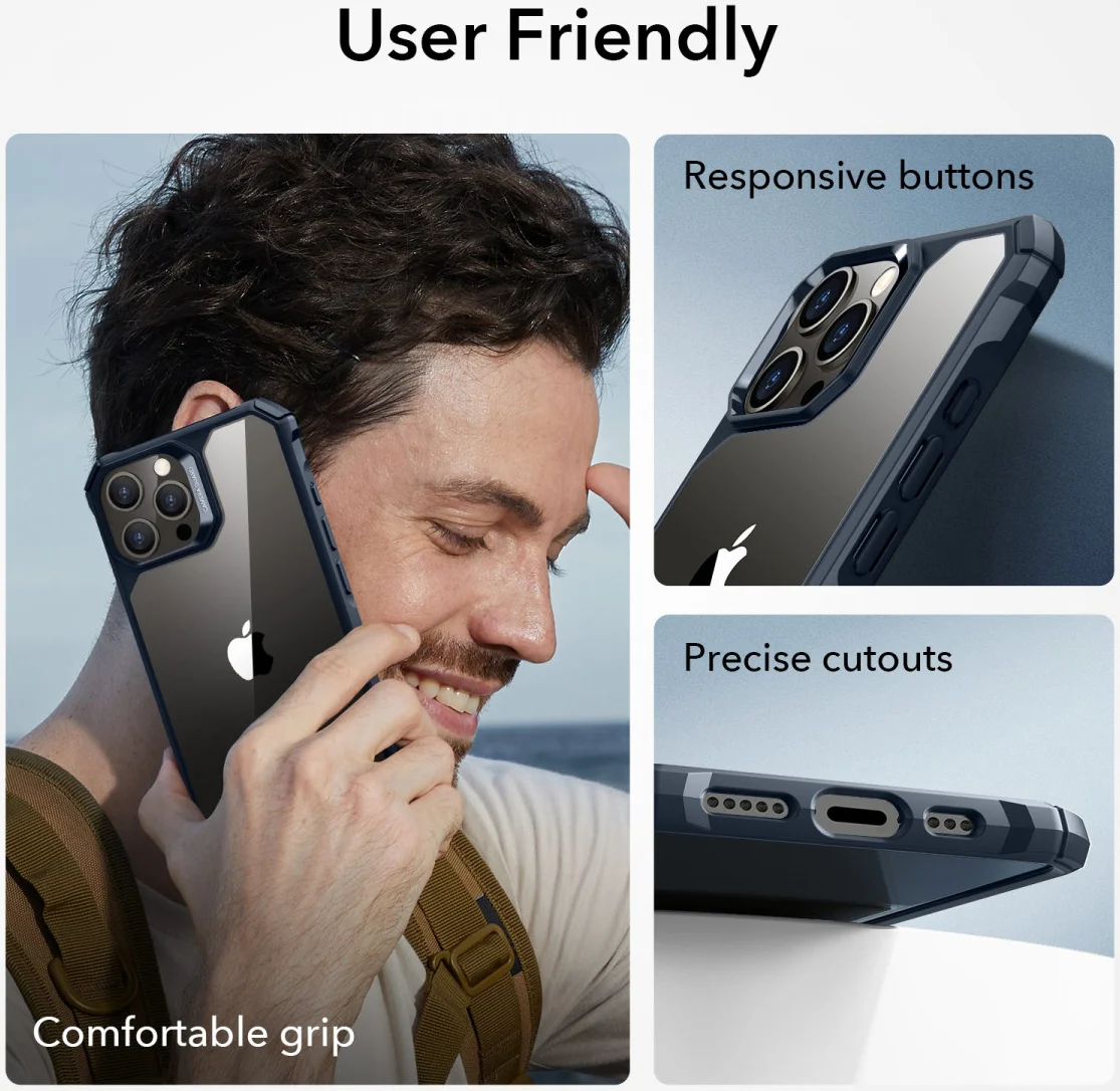 ESR Air Armor Apple iPhone 15 Pro Max Hoesje Back Cover Clear Blauw afbeelding 5