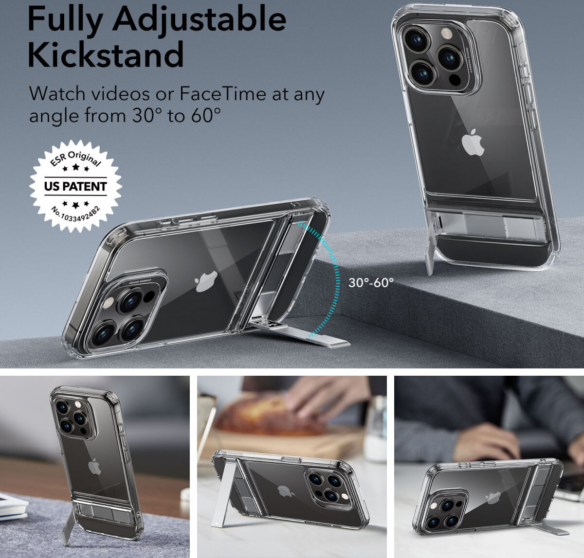 ESR Air Shield Boost Apple iPhone 15 Pro Hoesje Kickstand Transparant afbeelding 2