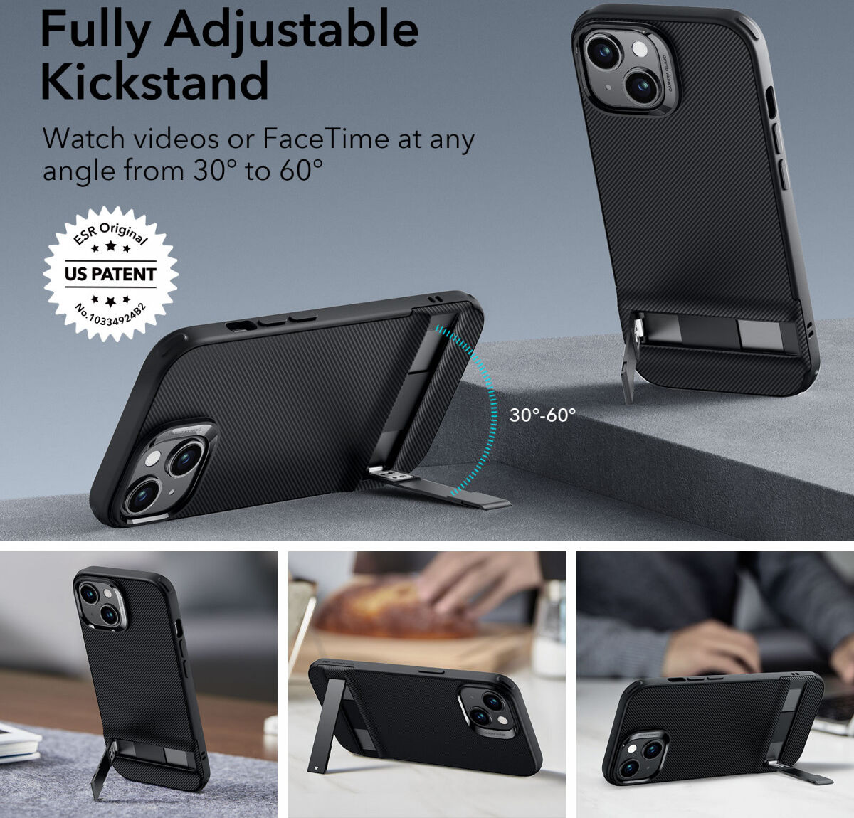 ESR Air Shield Boost Apple iPhone 15 Pro Hoesje Kickstand Zwart afbeelding 3