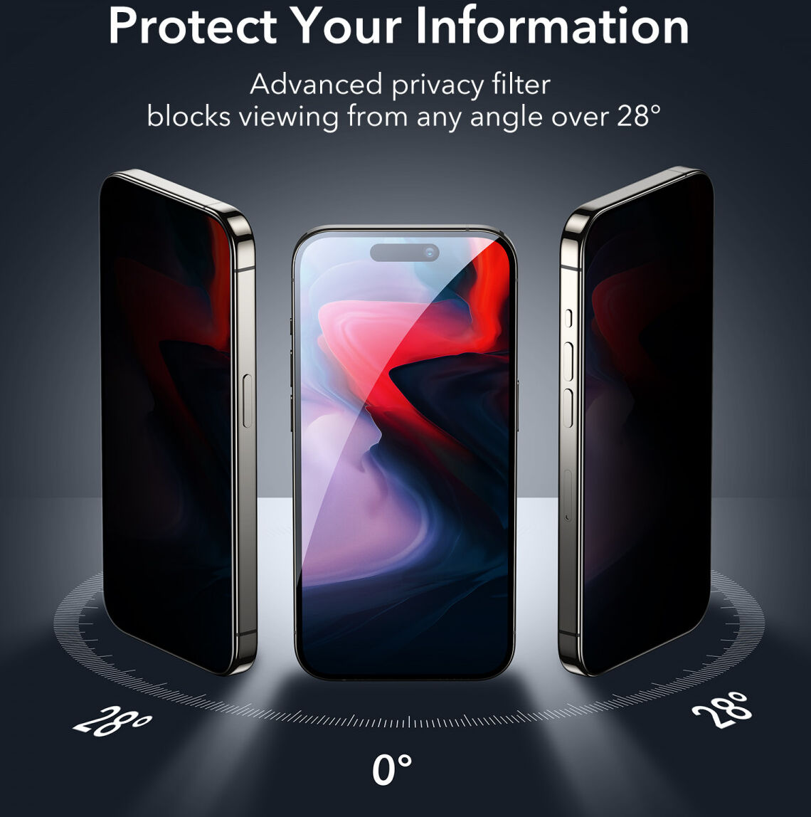 ESR Apple iPhone 15 Pro Max Privacy Screen Protector Tempered Glass afbeelding 3