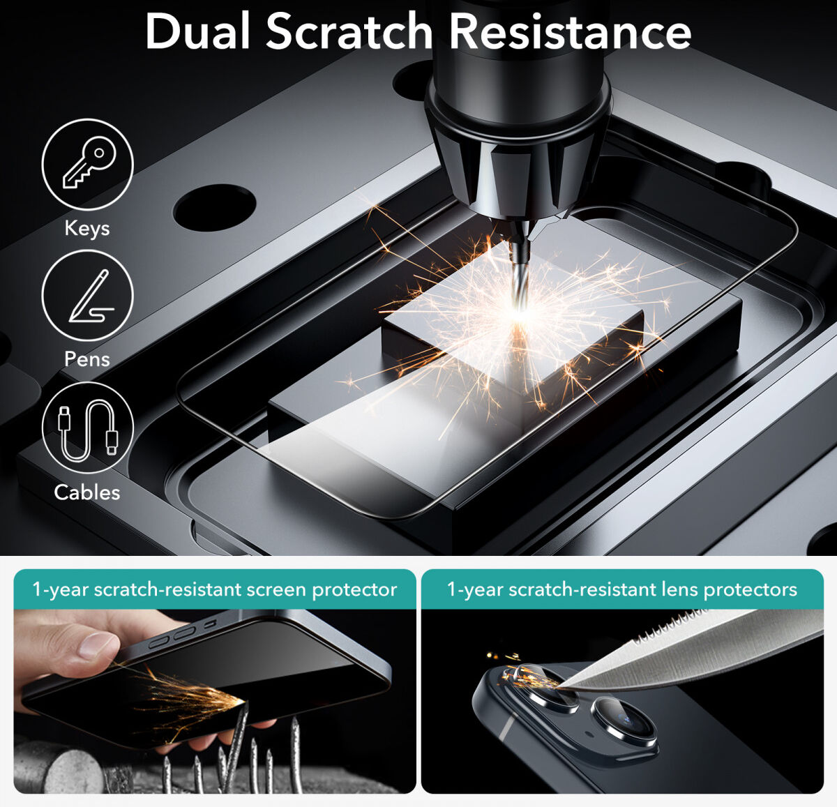 ESR iPhone 15 Screen Protector Tempered Glass met Montageframe 2-Pack afbeelding 6