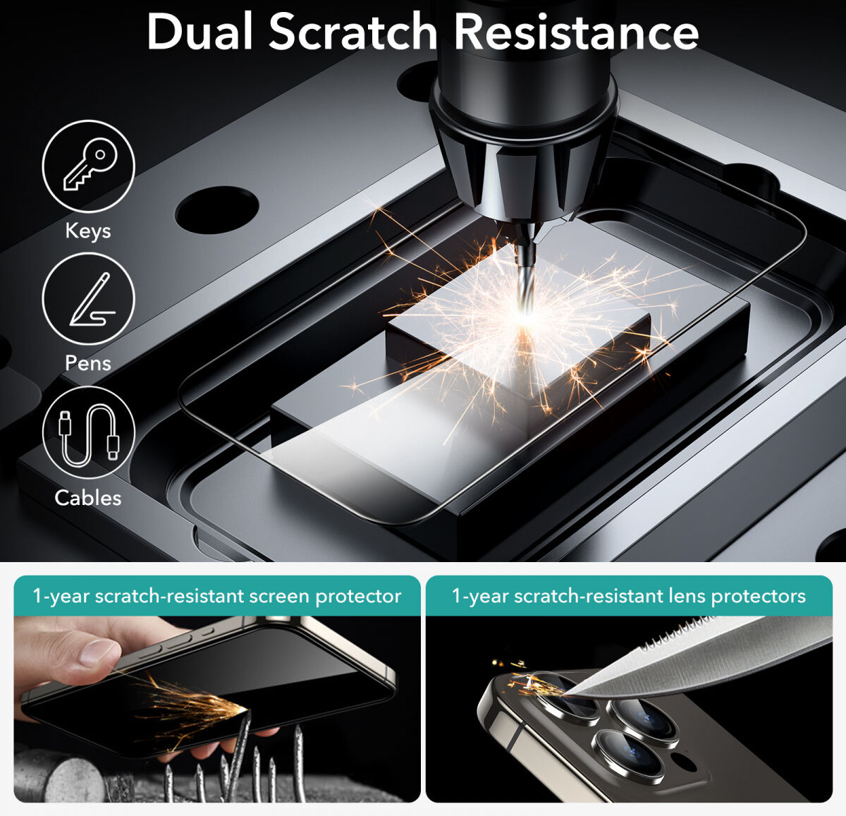 ESR iPhone 15 Pro Screen Protector Glas met Montageframe (2-Pack) afbeelding 6