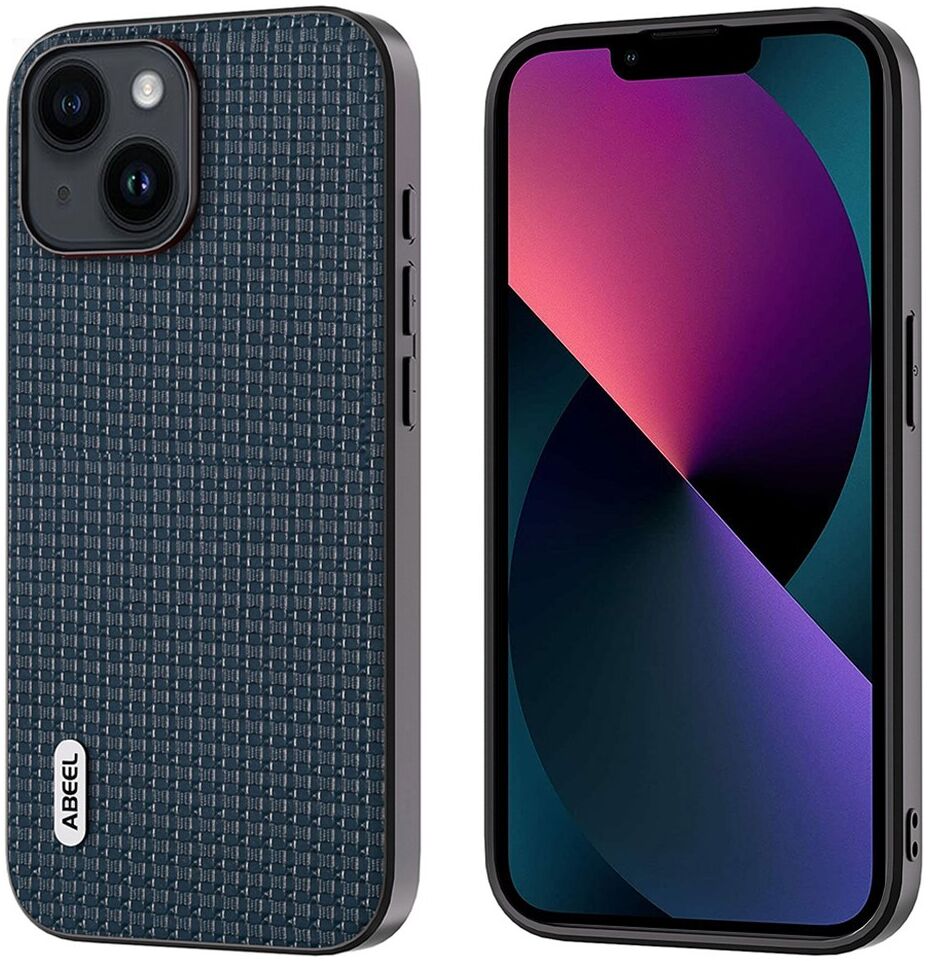 ABEEL Luxe Apple iPhone 13 Hoesje Back Cover Leer Blauw afbeelding 1