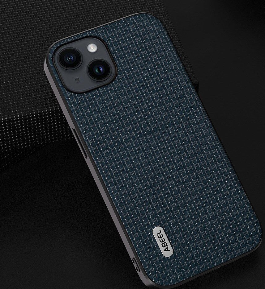 ABEEL Luxe Apple iPhone 13 Hoesje Back Cover Leer Blauw afbeelding 4