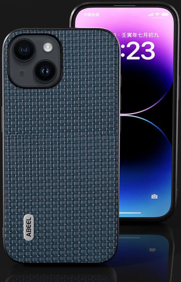 ABEEL Luxe Apple iPhone 13 Hoesje Back Cover Leer Blauw afbeelding 6