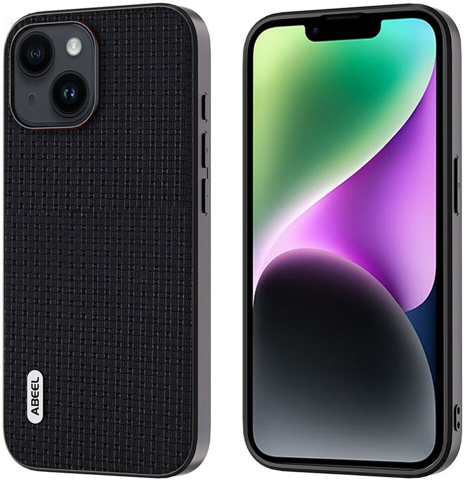 ABEEL Luxe Apple iPhone 14 Hoesje Back Cover Leer Zwart afbeelding 1